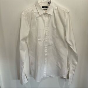Boss by Hugo Boss Slim Fit White Pleated-Front Dress Shirt sz 15 1/2 / 34/35